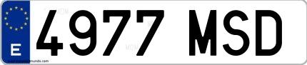 Ejemplo de matrícula española 4977 MSD