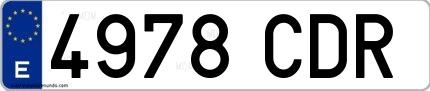 Ejemplo de matrícula española 4978 CDR