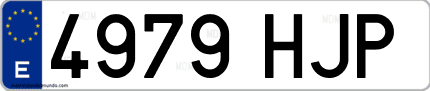 Ejemplo de matrícula de coche ordinaria 4979 HJP