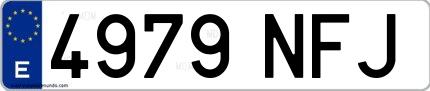 Ejemplo de matrícula española 4979 NFJ
