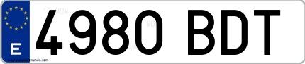 Ejemplo de matrícula española 4980 BDT