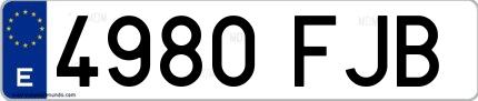Ejemplo de matrícula española 4980 FJB