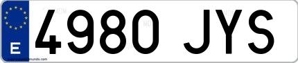 Ejemplo de matrícula española 4980 JYS