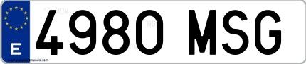 Ejemplo de matrícula española 4980 MSG
