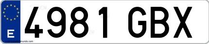 Ejemplo de matrícula española 4981 GBX