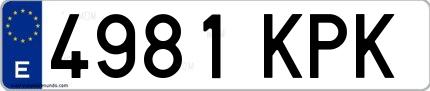 Ejemplo de matrícula española 4981 KPK