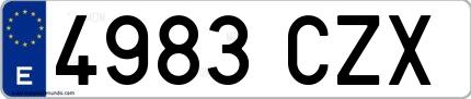 Ejemplo de matrícula española 4983 CZX
