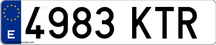 Ejemplo de matrícula de coche ordinaria 4983 KTR