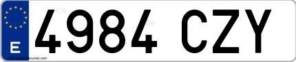 Ejemplo de matrícula española 4984 CZY