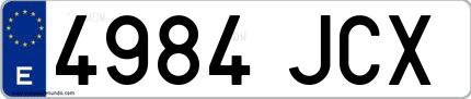 Ejemplo de matrícula española 4984 JCX
