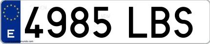 Ejemplo de matrícula española 4985 LBS