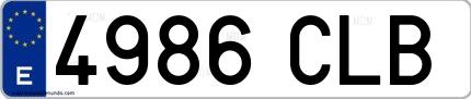 Ejemplo de matrícula española 4986 CLB