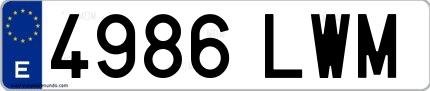 Ejemplo de matrícula española 4986 LWM