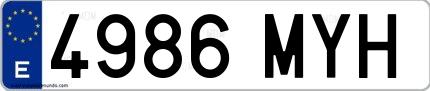 Ejemplo de matrícula española 4986 MYH