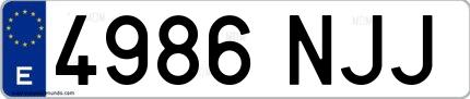 Ejemplo de matrícula española 4986 NJJ