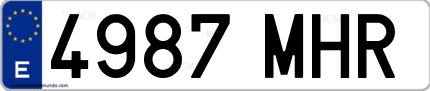 Ejemplo de matrícula de coche ordinaria 4987 MHR