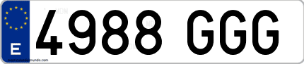 Ejemplo de matrícula de coche ordinaria 4988 GGG