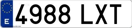 Ejemplo de matrícula española 4988 LXT