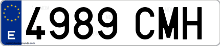 Ejemplo de matrícula de coche ordinaria 4989 CMH