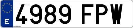 Ejemplo de matrícula española 4989 FPW