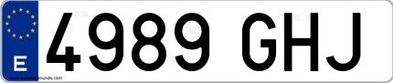 Ejemplo de matrícula española 4989 GHJ