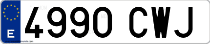 Ejemplo de matrícula de coche ordinaria 4990 CWJ