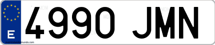 Ejemplo de matrícula de coche ordinaria 4990 JMN