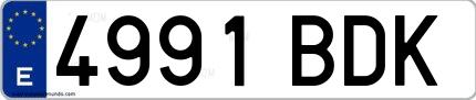 Ejemplo de matrícula española 4991 BDK