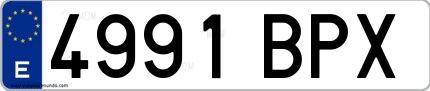 Ejemplo de matrícula española 4991 BPX