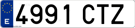 Ejemplo de matrícula de coche ordinaria 4991 CTZ