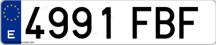 Ejemplo de matrícula de coche ordinaria 4991 FBF