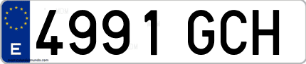 Ejemplo de matrícula de coche ordinaria 4991 GCH