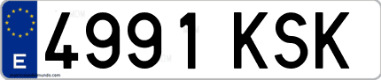 Ejemplo de matrícula de coche ordinaria 4991 KSK