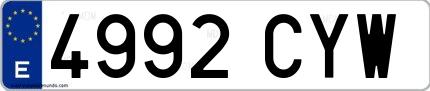 Ejemplo de matrícula española 4992 CYW