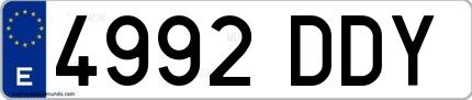 Ejemplo de matrícula española 4992 DDY