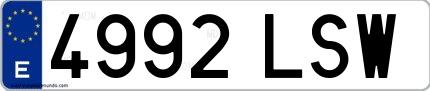 Ejemplo de matrícula española 4992 LSW