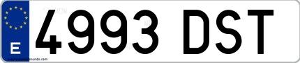 Ejemplo de matrícula española 4993 DST