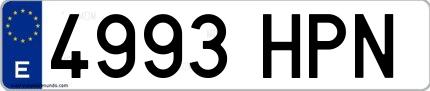 Ejemplo de matrícula española 4993 HPN
