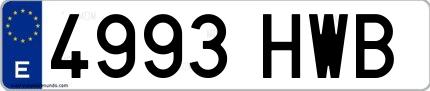 Ejemplo de matrícula española 4993 HWB