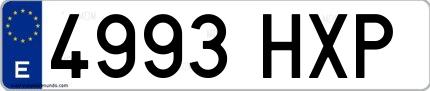 Ejemplo de matrícula española 4993 HXP