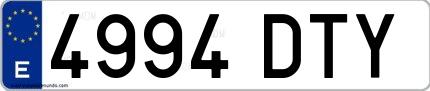 Ejemplo de matrícula española 4994 DTY