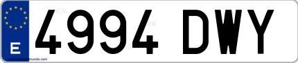 Ejemplo de matrícula española 4994 DWY
