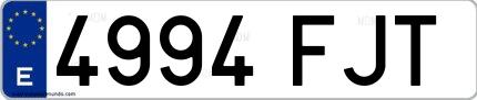 Ejemplo de matrícula española 4994 FJT