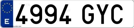 Ejemplo de matrícula española 4994 GYC