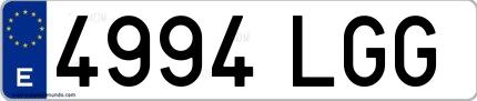 Ejemplo de matrícula española 4994 LGG