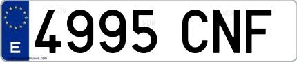Ejemplo de matrícula española 4995 CNF