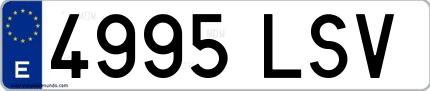 Ejemplo de matrícula española 4995 LSV