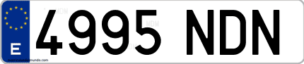 Ejemplo de matrícula de coche ordinaria 4995 NDN