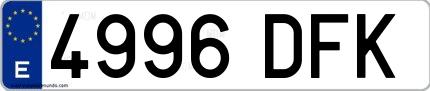 Ejemplo de matrícula española 4996 DFK