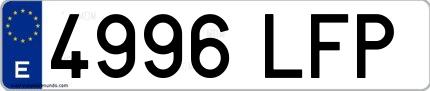 Ejemplo de matrícula española 4996 LFP